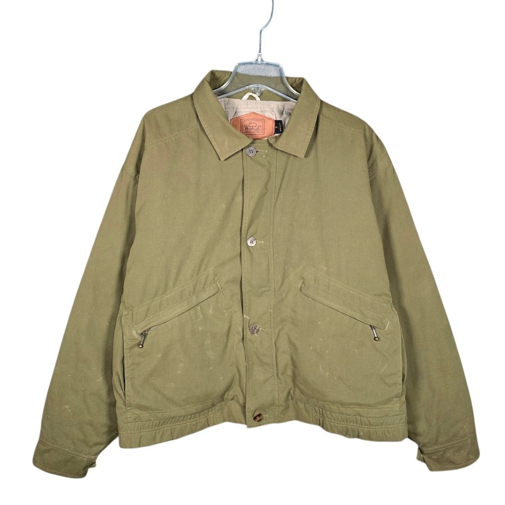 Vintage 80s Woolrich Bomber Jacket Mens XL Green USA Insulated Breen Outdoor‎
